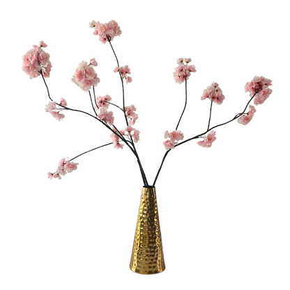 Pink Blossom - bloesemtakken inclusief gouden vaas