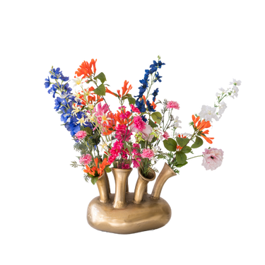 Gouden vaas met kleurenmix