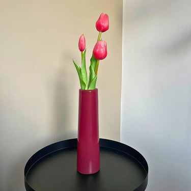 cilinder vaas van glas voor binnen rood