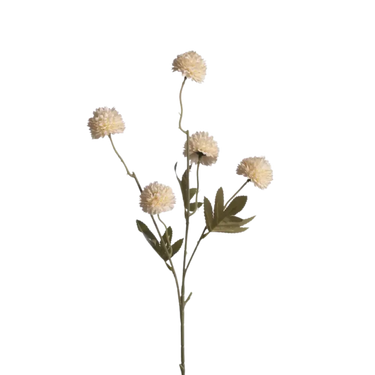 zijden bloem pompom beige 